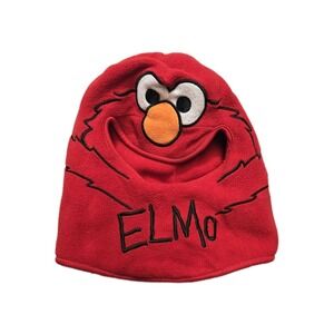SESAME STREET Kids Fleece Hat FULL FACE Elmo Red
